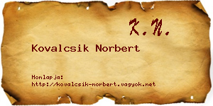 Kovalcsik Norbert névjegykártya